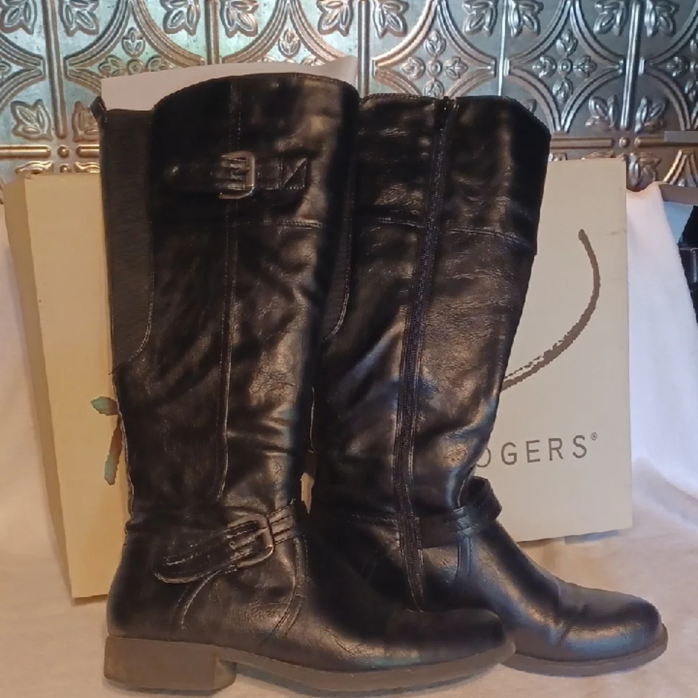 Kim Rogers Black Boots Size Zip Womens Size 10 M